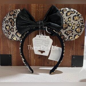 Disney Parks Animal Kingdom Sequin Leopard Print Minnie Ears Headband NEW
